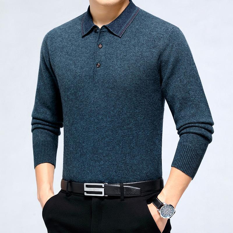 

Men s Premium Cashmere Sweater - Versatile Autumn/Winter Knitwear for Middle-Aged Dads - Skin-Friendly Business Casual Base Layer XXL