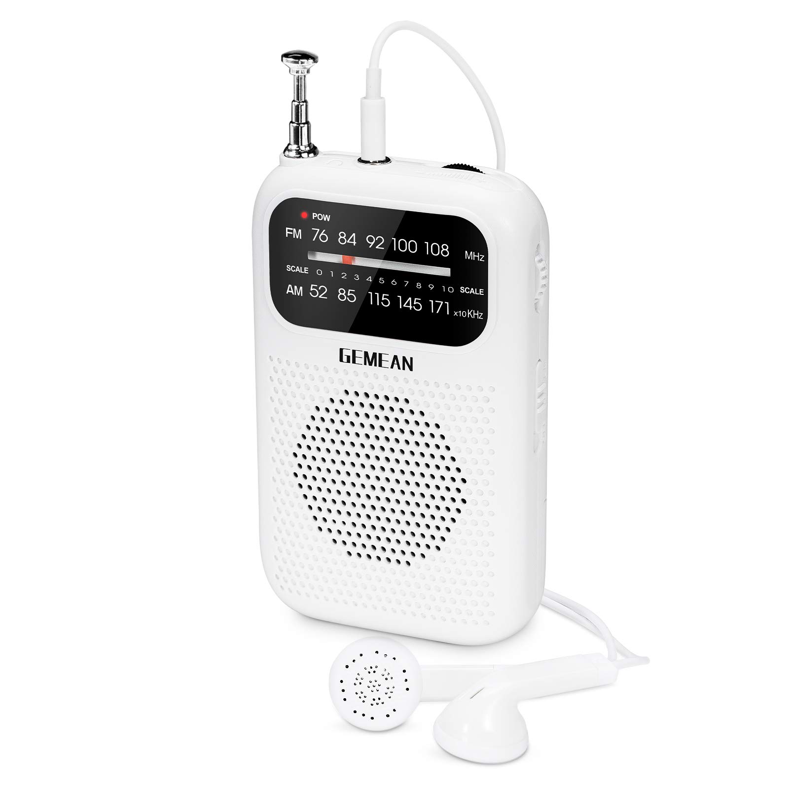 

Ultra-compact, portable radio with wide FMAM sound, stereo earphone jack, business card size, slim and lightweight, includes earphones, FM speaker