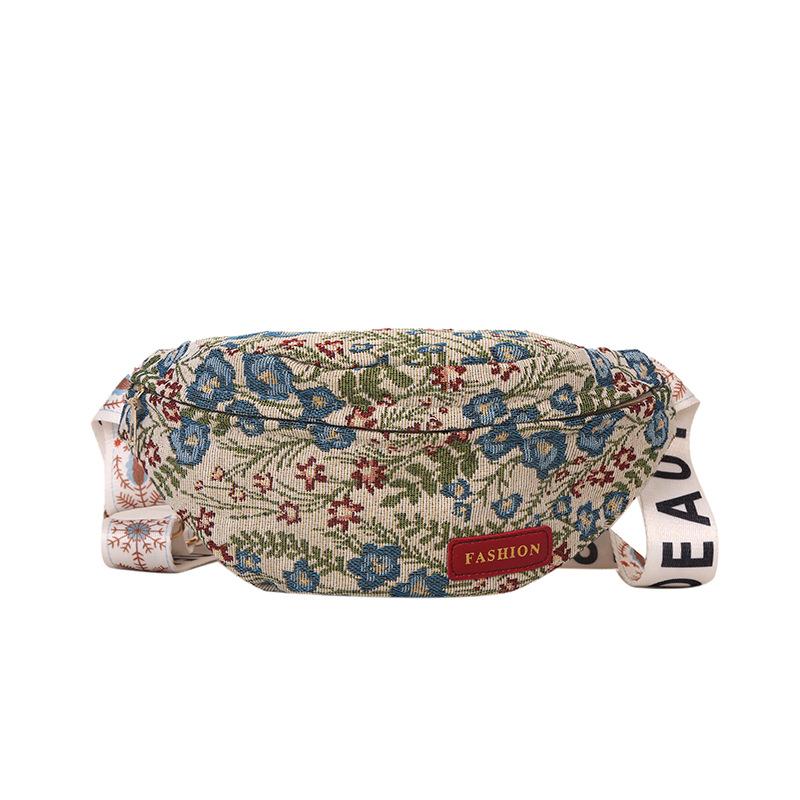 Retro bavlněná crossbody taška pro ženy Street Style ledvinka Hrudní ramenní taška
