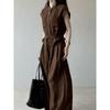 Womens Tencel Cotton Sleeveless Shirt Wide Leg Pants Set Casual Outfit Brown Green M L