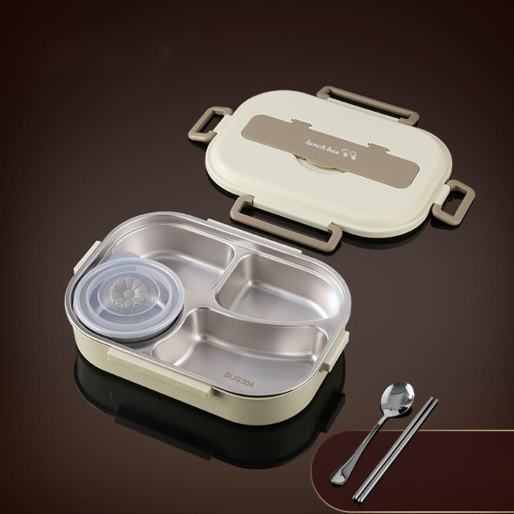 304 Stainless Steel Insulated Compartment Lunch Box Large Capacity Picnic Box  Microwaveable