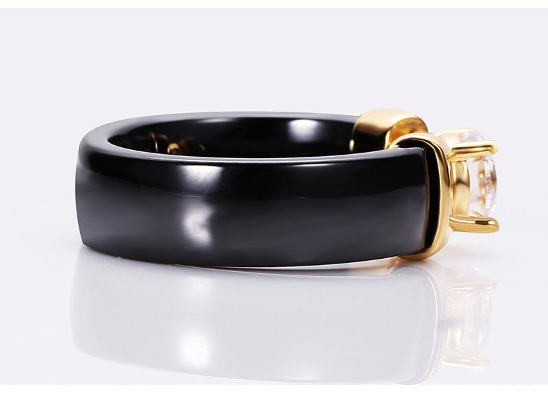6MM Ceramic Black and White Couple Rings with Zirconium Inlay