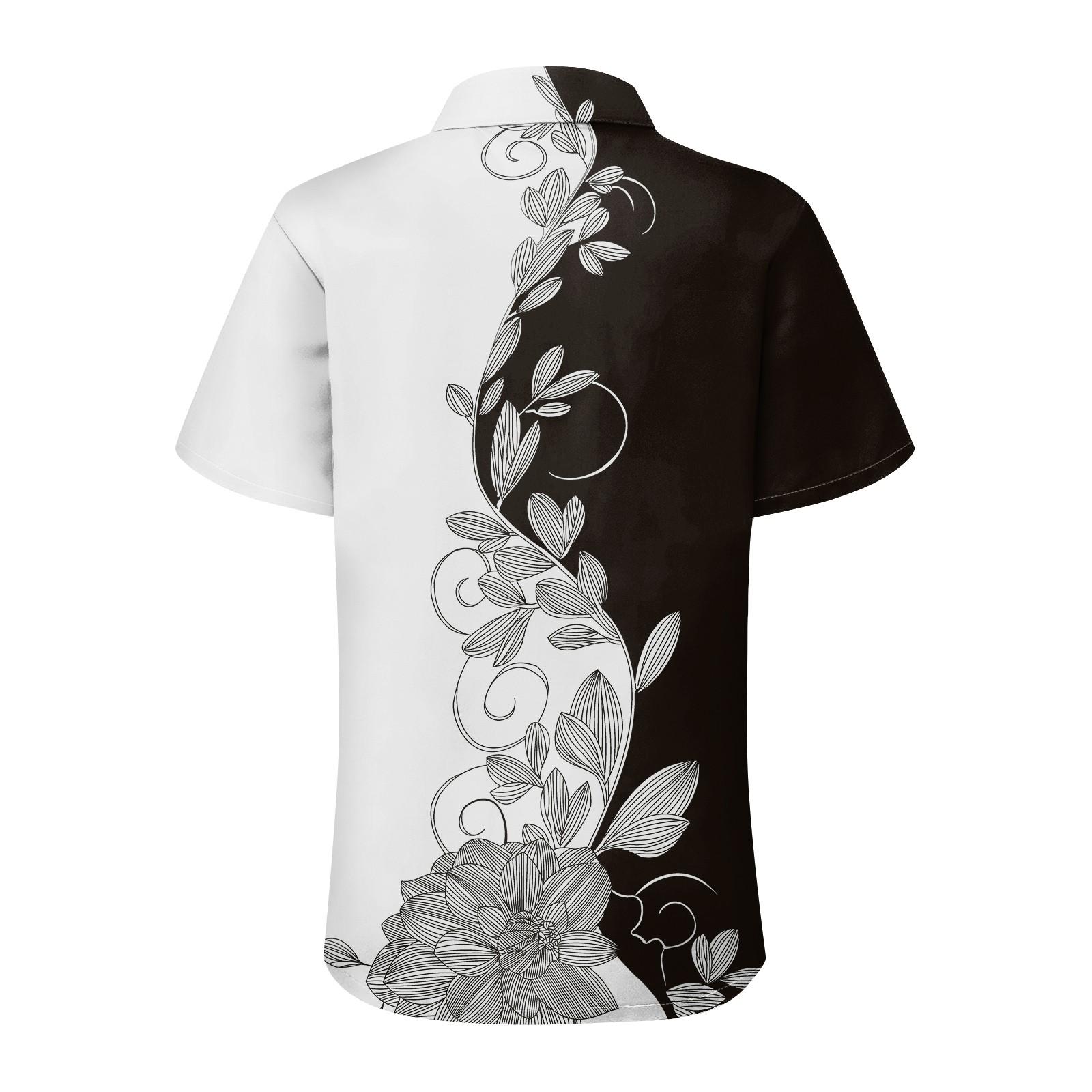 Женская модная повседневная рубашка с короткими рукавами и цветочным принтом — фото 4