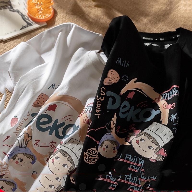 Loose ort Sve T-irt Women Summer Oversize Harajuku Sle Cartoon Print Casual Cotton Top Streetwear Hip Hop round Ne