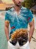 Herren Freizeithemd mit hawaiianischem tropischem Unterwassermuster - Kurzarm-Knopfleiste, Geeignet für Outdoor und Freizeit im Sommer, Mit einem