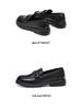 Red Dragonfly Women's Chunky Heel Loafers: Spring/Autumn Black Leather Shoes with Thick Soft Sole for Comfortable Wear
