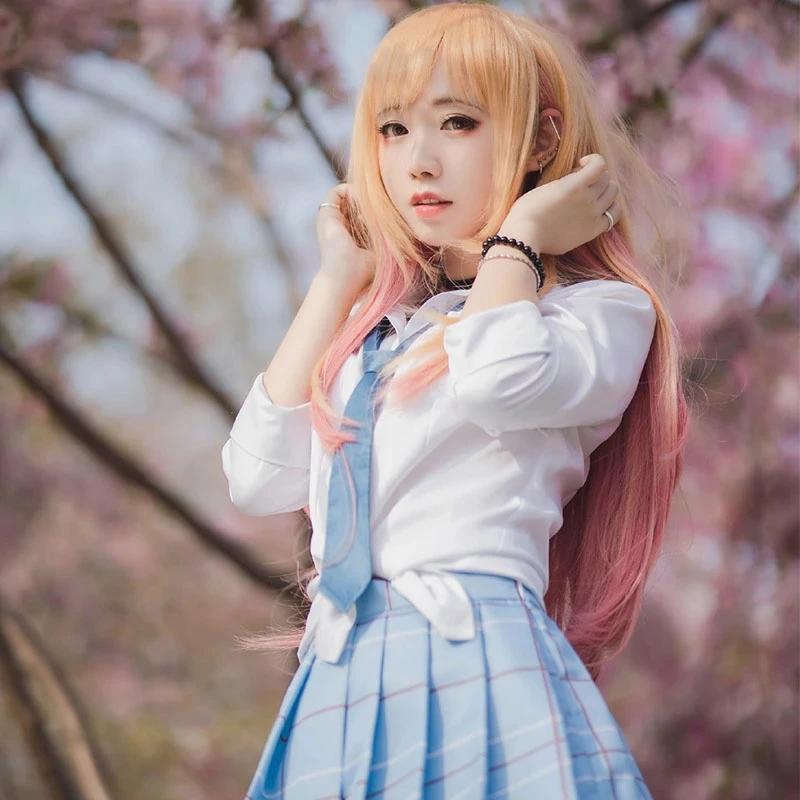 Anime My Dress Up Darling Kitagawa Marin Costume Cosplay Kitagawa Marin Vestiti Cosplay Uniforme Scolastica Parrucca Completo Ragazze Donne