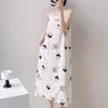 Women's Sweet Camisole Pajama Dress - Cute, Long, Imitation Cotton, Round Neck, Summer Wear, Versatile for Home and Outdoors.