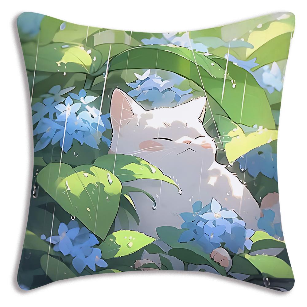 Kawaii Cartoon Cute Cat Gaming Pillow Covers Cartoon Sofa Decorative Home Double-Sided Printing Short Plush Cute Cushion Cover