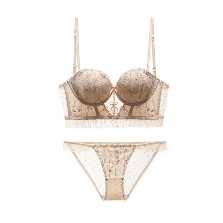 

Французское большое U-образное красивое нижнее белье для спины женское кружевное вышитое контрастного цвета сексуальный бюстгальтер для маленькой груди собирающий бюстгальтер женский 85C