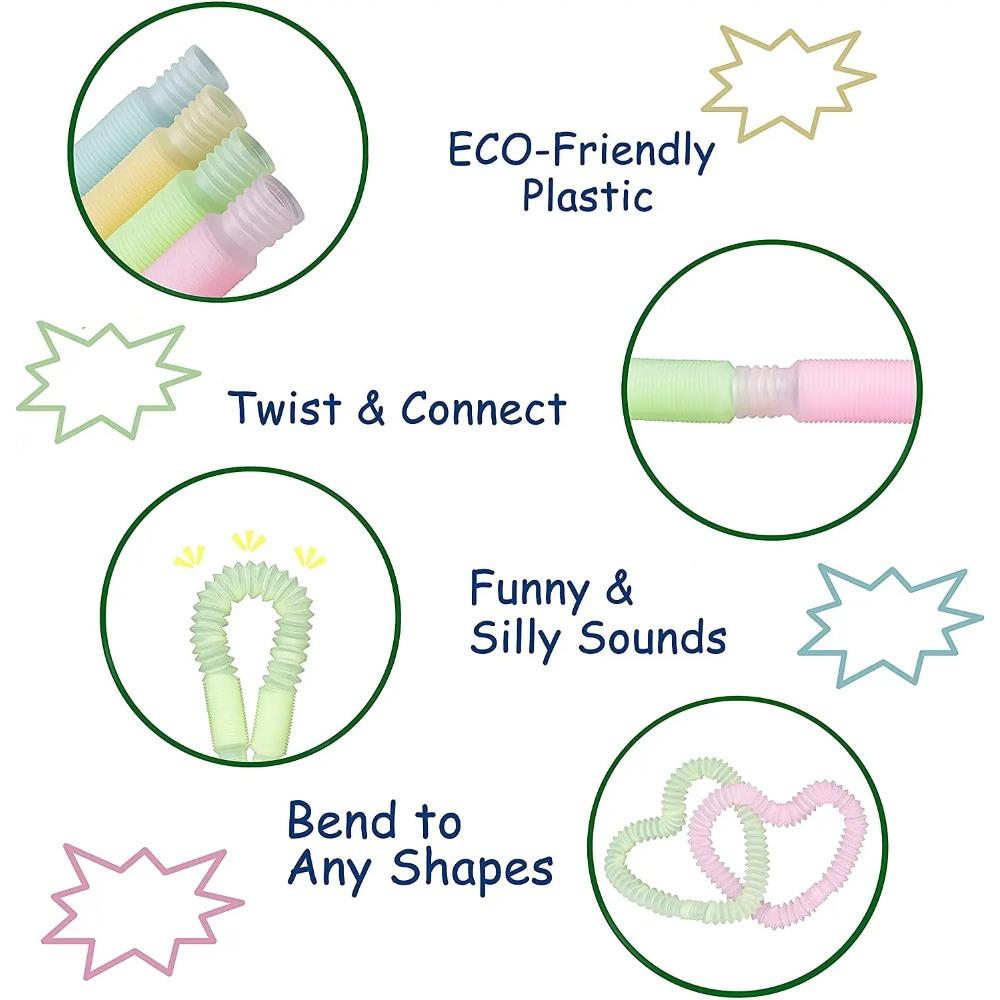 6 Stück Leuchtende Pop Tube Fidget Toys Stretch-Röhre Sensorisches Spielzeug Biegen Bauen Verbinden Spielzeug Für Kind Mädchen Junge Stress Autismus ADHS Angst