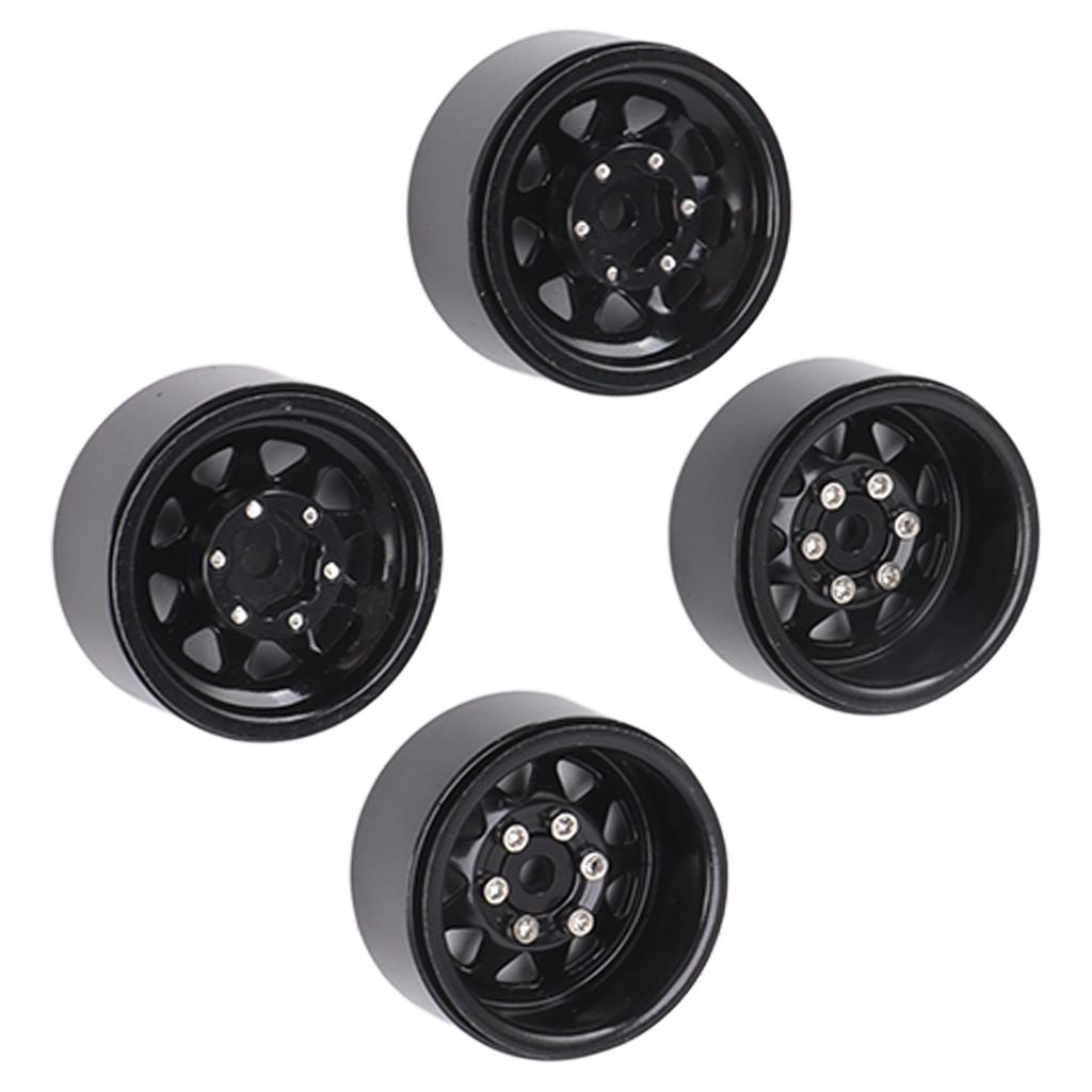 4Pcs Beadlock Wheels 1in Deep Groove Universal for Traxxas ATV RC Car Body Parts with Screws Black