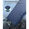 Coque pour iPhone 17 Pro Max - BOOLING - Protection Antichoc Effet Cuir Bleu Marine - 2 Verres Trempés