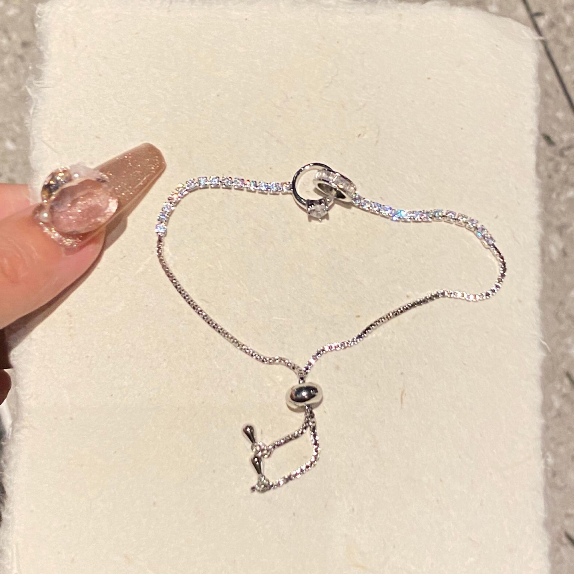 

Циркон переплетающийся регулируемый выдвижной браслет простой высококлассный темперамент браслет легкая роскошь холодный ветер ювелирные изделия женщины