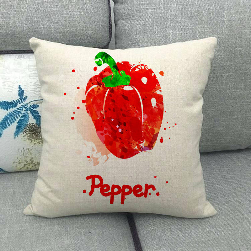 Watercolor Patterns Of Fruits And Vegetables Digital Printing Short Plush Pillow Covers For Sofa Office Cushion Cover Home Goods