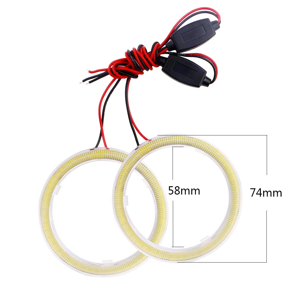 YongMing COB Tintenfischring Weißes LED-Scheinwerfer-Nebelscheinwerfer 70MM 45 Reihen Diffusorabdeckung mit Vorschaltgerät 2 Stück