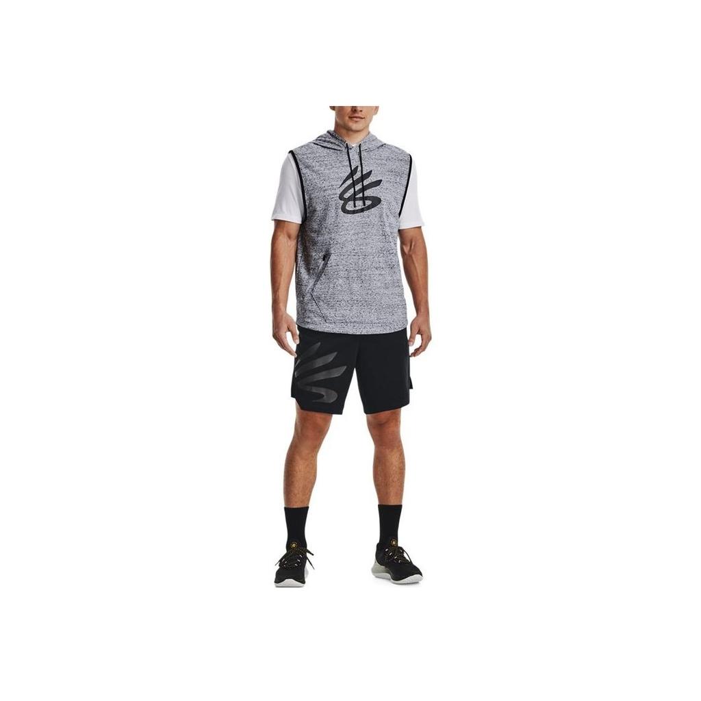 Under Armour Curry Series Geometric Pattern Logo Casual Hooded Loose Sleeveless Vest Men Vests Gray 1370270-011