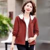 Stylish Hooded Baseball Jacket for Middle-Aged Women - Casual Loose Fit, Perfect for Spring and Autumn