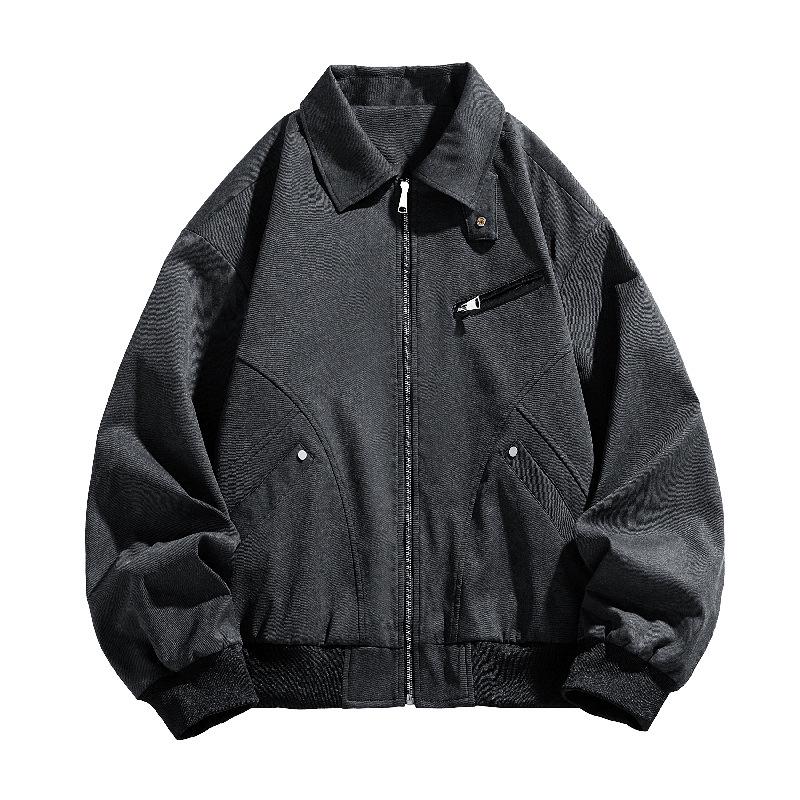2025 Autumn Men's Fashion Casual Solid Color Lapel Jacket