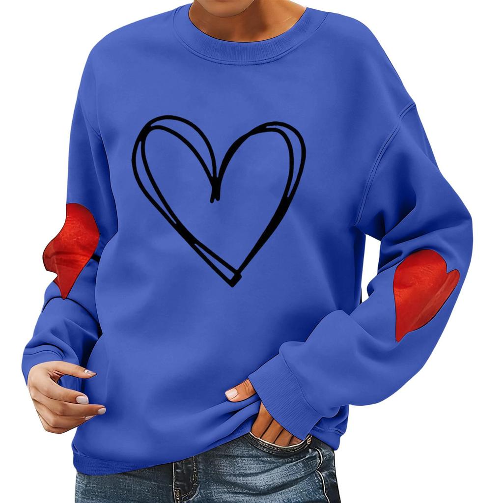Ladies' Valentine's Day Printed Casual Long Sleeved Sports Hoodie Top