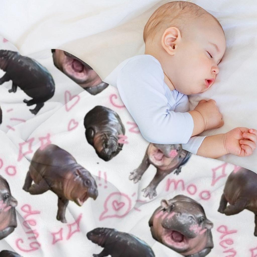 MOO DENG IS SO CUTIE Throw Blanket For Baby Nap Summer Beddings Bed Plaid Blankets
