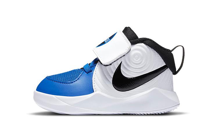 

Nike Team Hustle D 9 Mid top Toddler Shoes Blue White Black Infant And Toddler AQ4226-405 23.5