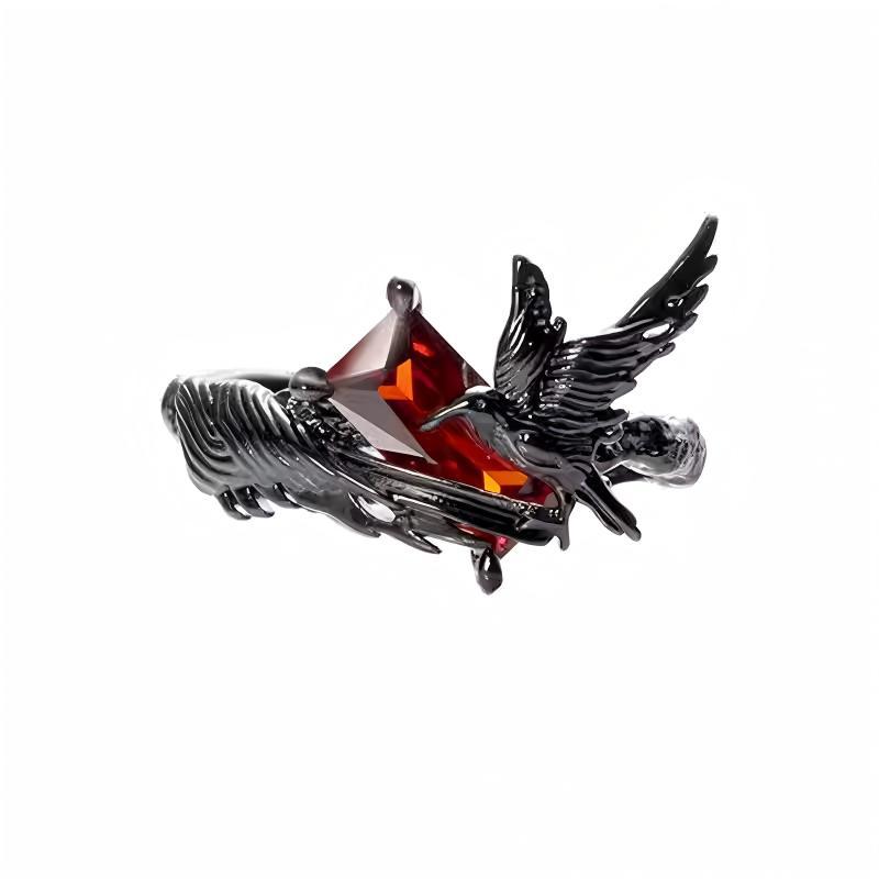 Bagues Style Gothique Acier Inoxydable Corbeau Noir Cristal pour Femmes Hommes Mode Punk Hip Hop Rock Fête Bijoux de Doigt