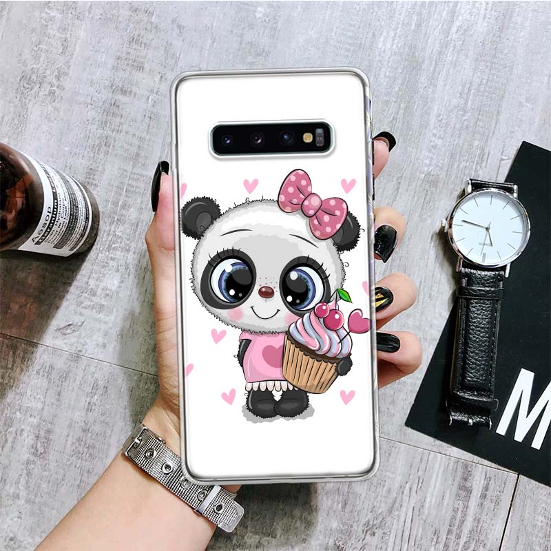Lovely Panda Baby Cute Phone Case For Samsung Galaxy S20 FE S10 Plus S21 S22 Ultra S10E S9 S8 S7 Edge J4 + Fundas Cover Coque