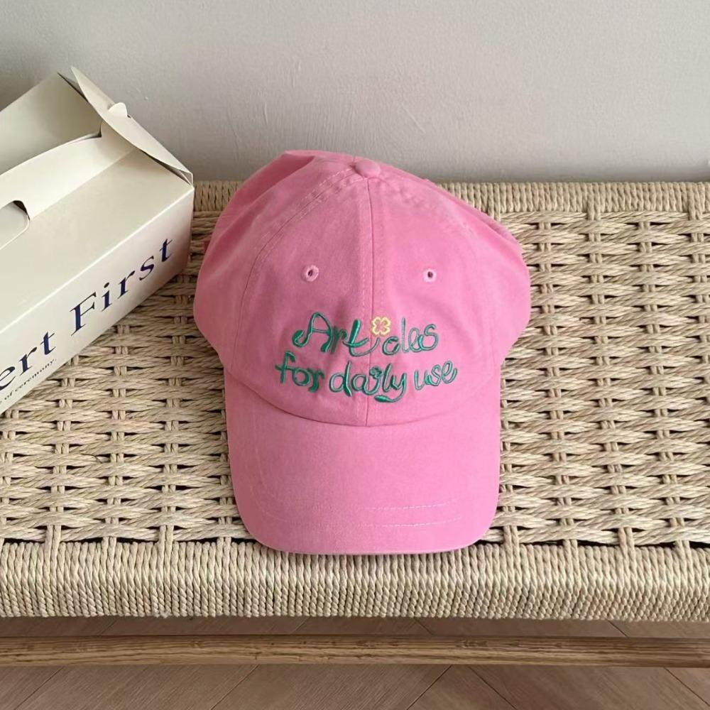 Letter Cartoon Baseball Hat Flower Cotton Baseball Cap Casual Embroidered Baseball Cap  Street розовый