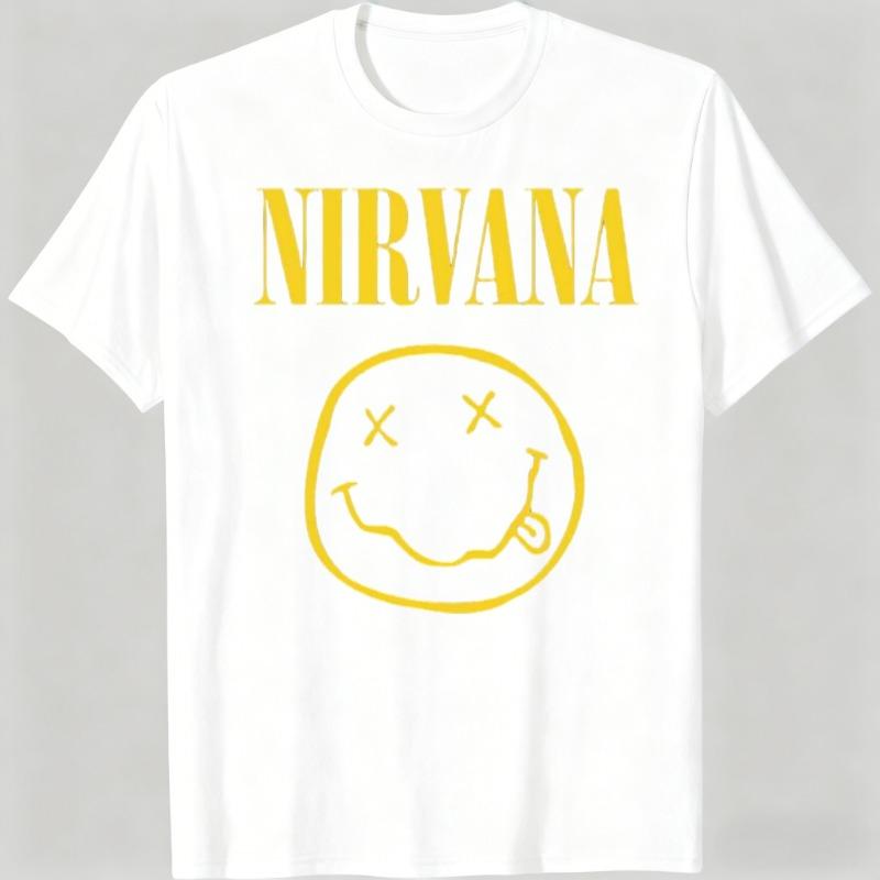 Nirvana Rock Band Men's T-shirt Hip-hop Style Men's and Women's Oversized Y2K Tee Casual Loose Outdoor Street