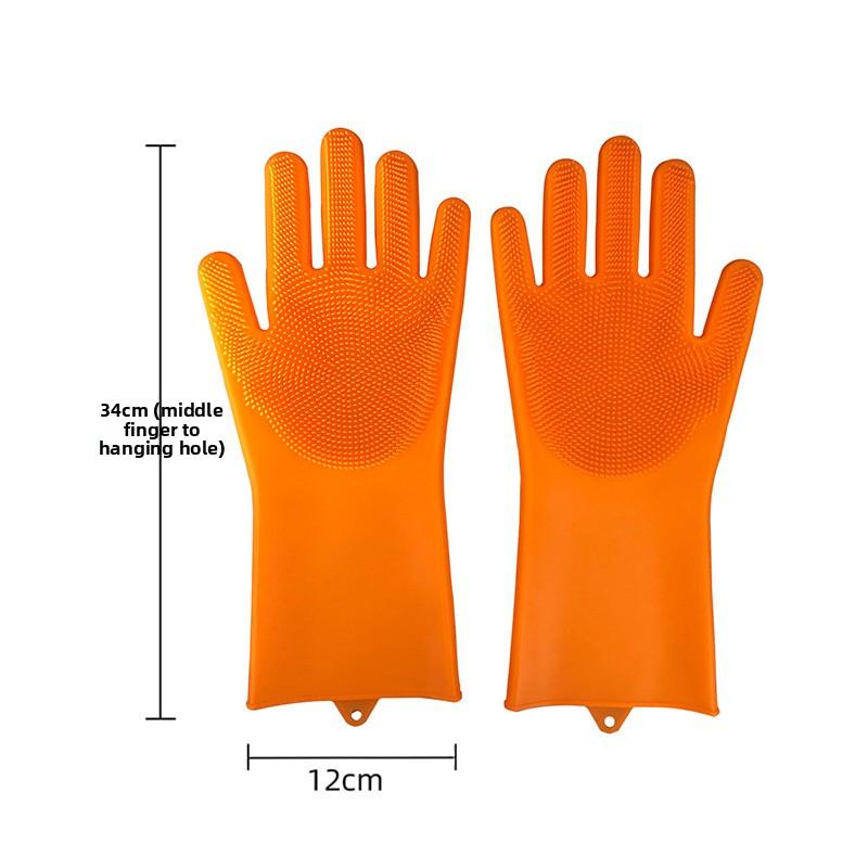 Pet household bath gloves silicone anti-scalding dishwashing gloves kitchen durable housework waterproof gloves оранжевый
