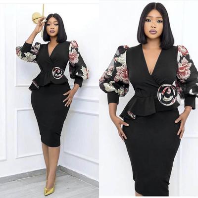 2022 European & American Puff Sleeve OL Midi Evening Dress - Large Size Available