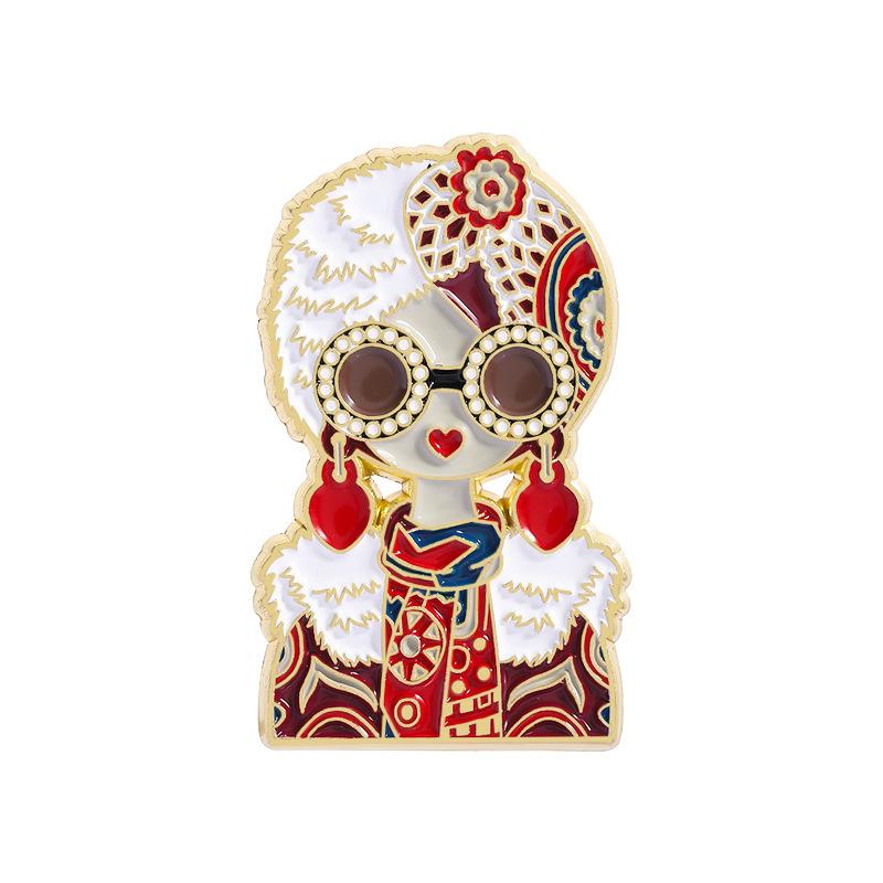 Cartoon Russian Girls Character Costume Images Enamel Pins Custom Ethnic Style Figure Souvenir Brooches Lapel Badge Jewelry Gift