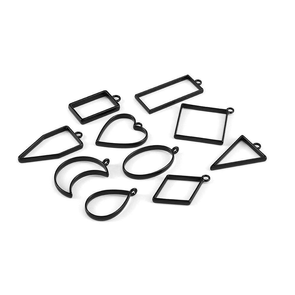 11-22Pcs Metal Geometric Hollow Frame Bezel Border Molds UV Epoxy Resin Molds For DIY Jewelry Making Findings Round Pendants