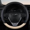 PU Leather Contrast Colour Car Steering Wheel Cover  Sweat Absorbent, Wear Resistant and Non-slip, Universal In All Seasons
