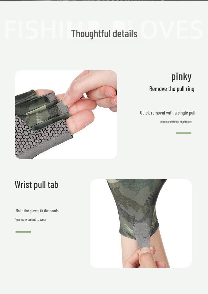 Herren Rutschfeste Elastische Halbfinger-Fischerhandschuhe - Sonnenschutz & Atmungsaktive Eis-Seide