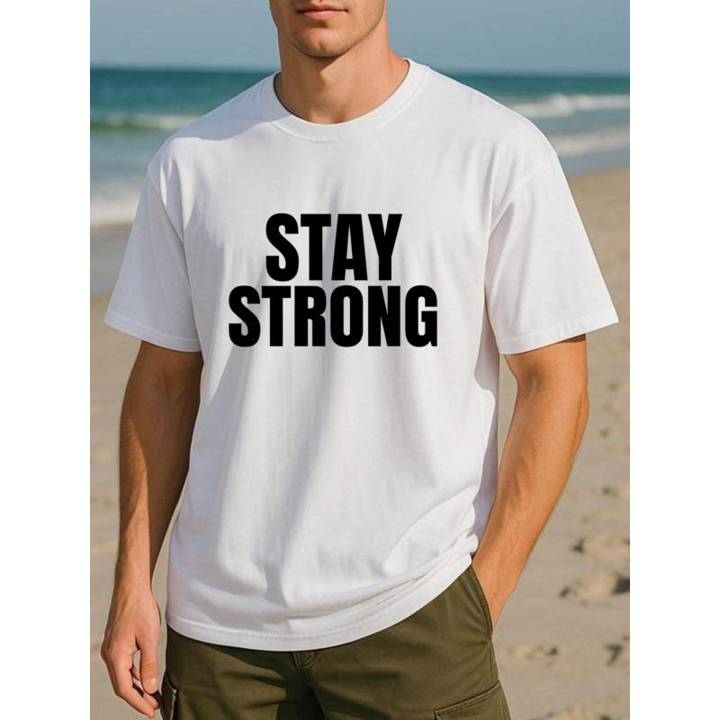 European Sizes Maintain Strong Text, Masculinity, Men's Wear, All-season Casual Men's T-shirts, Short-sleeved Tops
