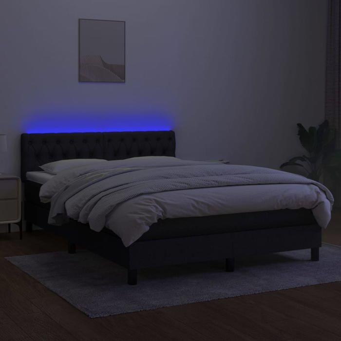 Maison Exclusive - Sommier à lattes de lit avec matelas LED Noir 140x190 cm Tissu