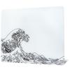 Glass Gaming Mouse Pad Black Kanagawa Pattern Hard Mouse Pad Professional Large Mouse Mat 410mm X 310mm Special Glass Surface for Improved Accuracy