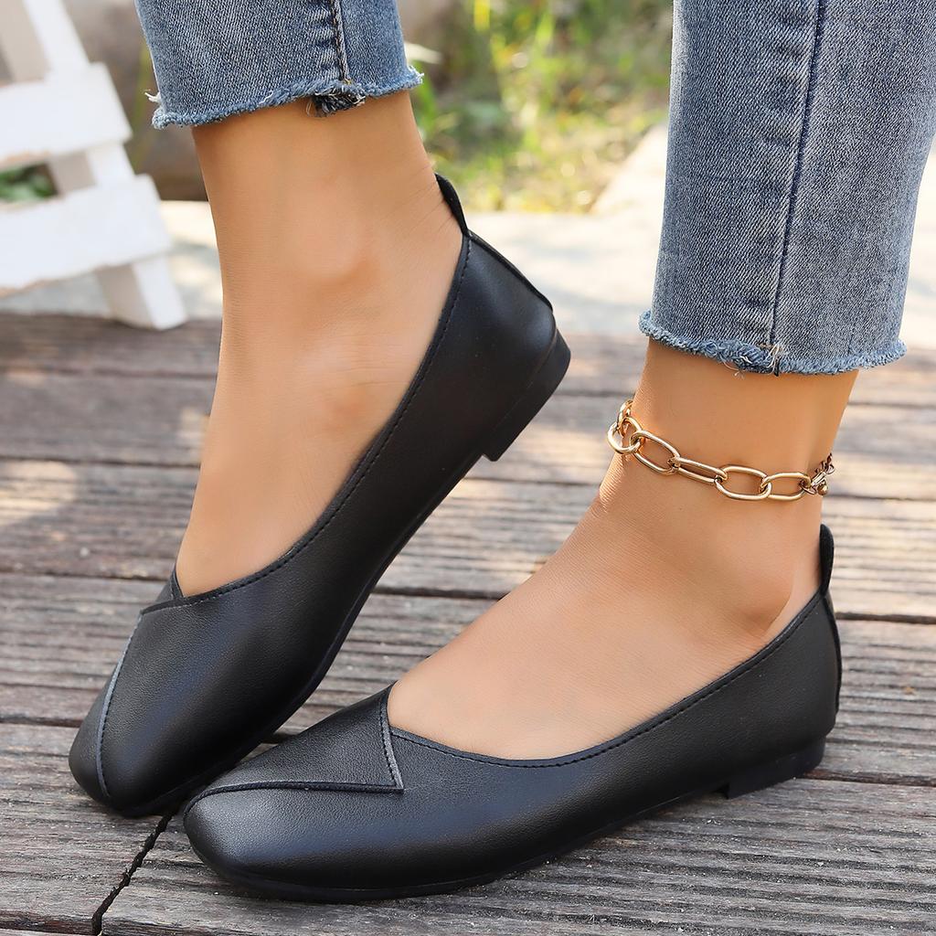 Women Flats Shoes Spring New Metal Buckle Loafers Soft Sole Shallow Mouth Sneakers Women Casual Office Comfortable Shoes Women