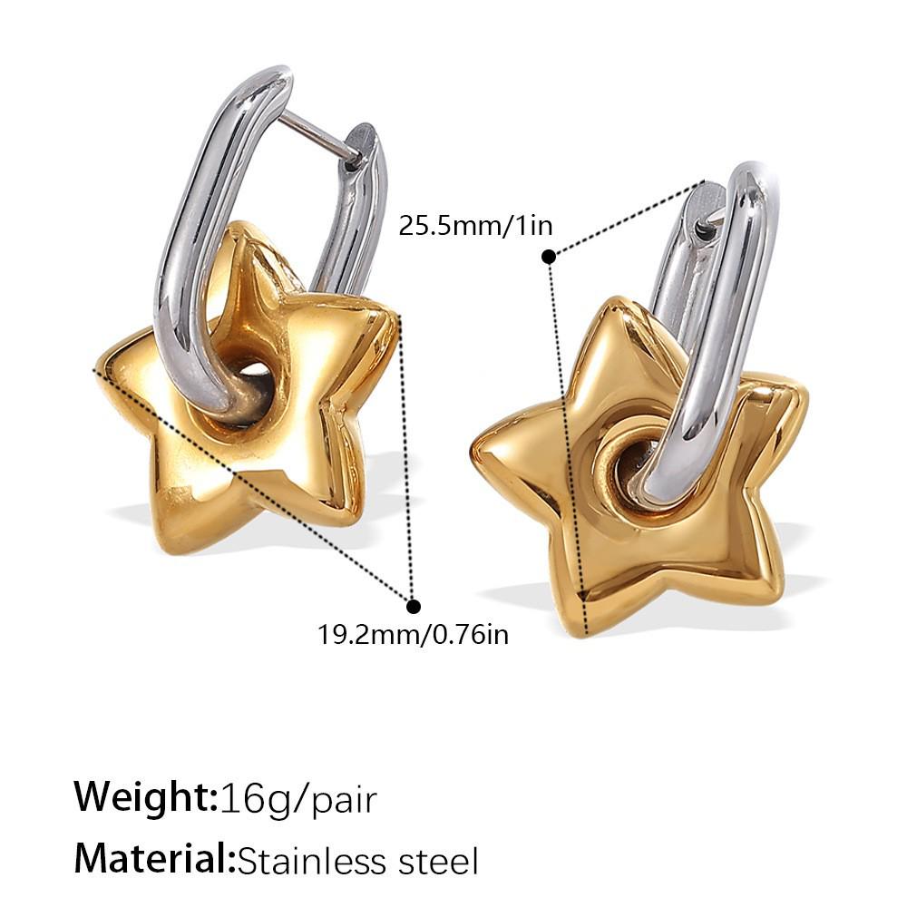 Classic Star Pendant Square Hoop Earrings for Women