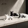 Cute Shelf Accents for Living Room 3D Printed Geometric Cat Figurine, Minimalist Desktop Sculpture Lovers, Small Desk Ornaments Lovers Nordic