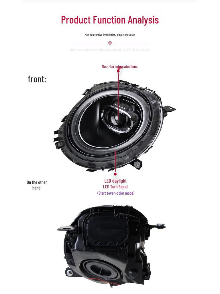BMW Mini R56/R55 LED Headlight Assembly with DRL and Turn Signal Lens