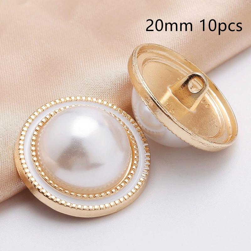 10Pcs 18/20/25Mm Flower Pearl Rhinestones Plastic Shank Buttons For Women Garment Jacket Sweater Handmade Sewing Accessories
