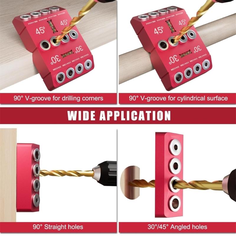 Aluminum Alloy Cable Railing Drill Guide Jig With 30 45 90 Degree Angles For Wooden Stair Railings And Deck Posts