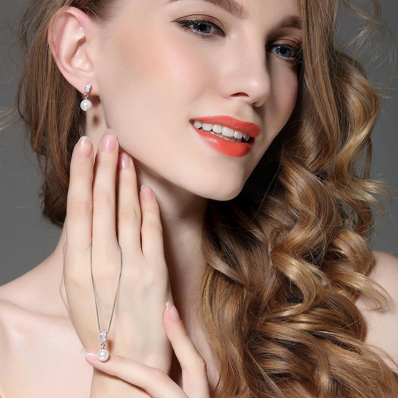 High Quality 100% Authentic 925 Sterling Silver Drop Earrings With Clear CZ Pearl For Women Fashion Jewelry CQE006