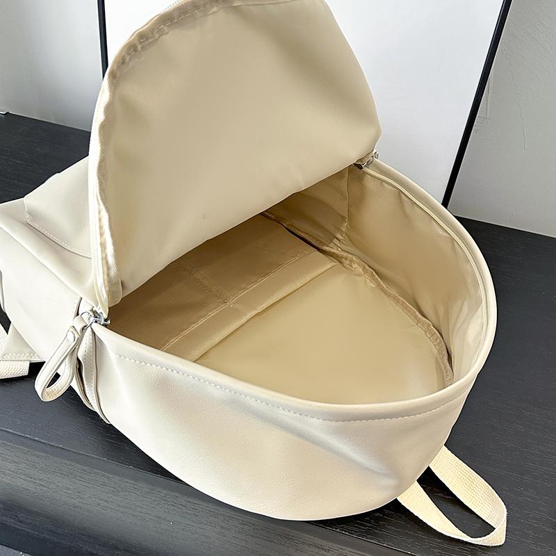 Minimalist Faux Leather Backpack Casual Daily Use Backpack for Women Simple Design Ideal for School Commute Travel and Everyday Outings No Pendant