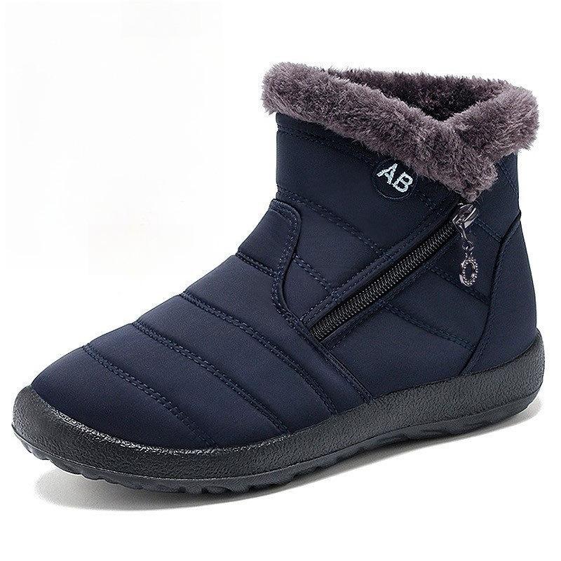 Unisex Couple Winter Snow Boots, High Top Zip-Up Waterproof Fabric Thickened Cotton Boots, Warm Padded Shoes for Men and Women