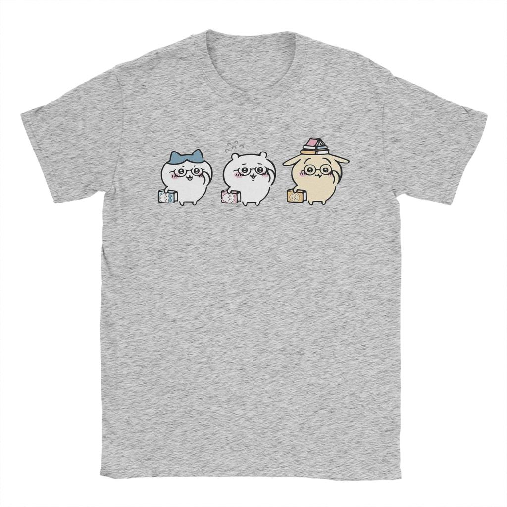 Men Nerdy Chiikawas and Friends Book Club Hachiware Usagi T Shirt Pure Cotton Tops Vintage Crew Neck Tee Shirt Gift TShirt