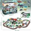 JONRRYIN Elektrische Eisenbahn: 259 Teile Dino Zug Set mit Zug, Straßenfahrzeugen, Rennstrecke. Geeignet für Kinder von 2-7 Jahren
